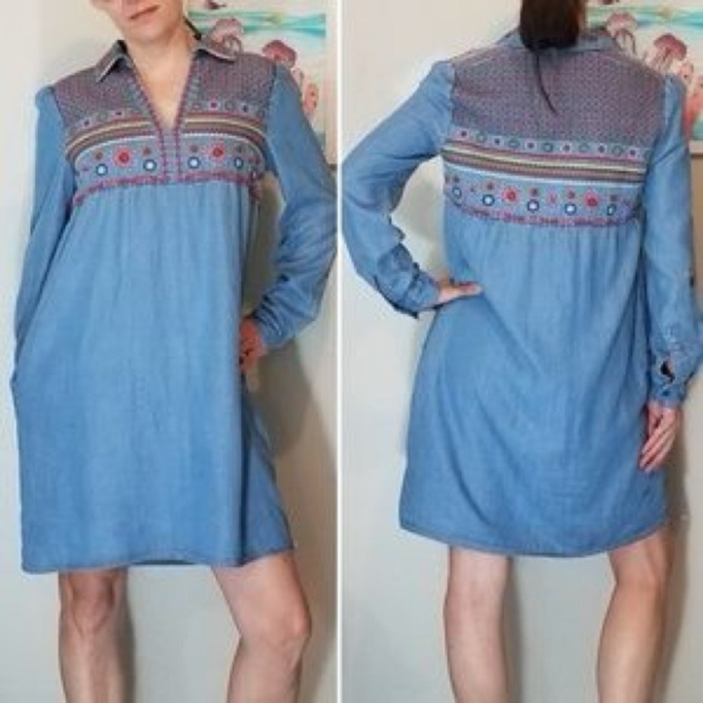 NWT Chelsea and Theodore Dress Womens  Embroidered  size L